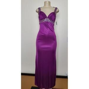 Masquerade Women's Long Lilac Evening In Sequins  Stretch Size 3/4 #1028